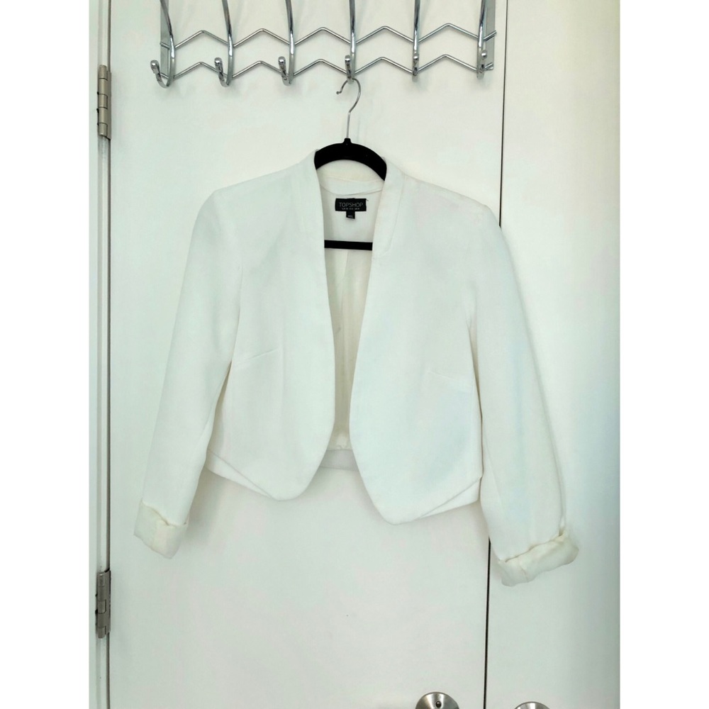 Topshop Cropped White Jacket/Blazer